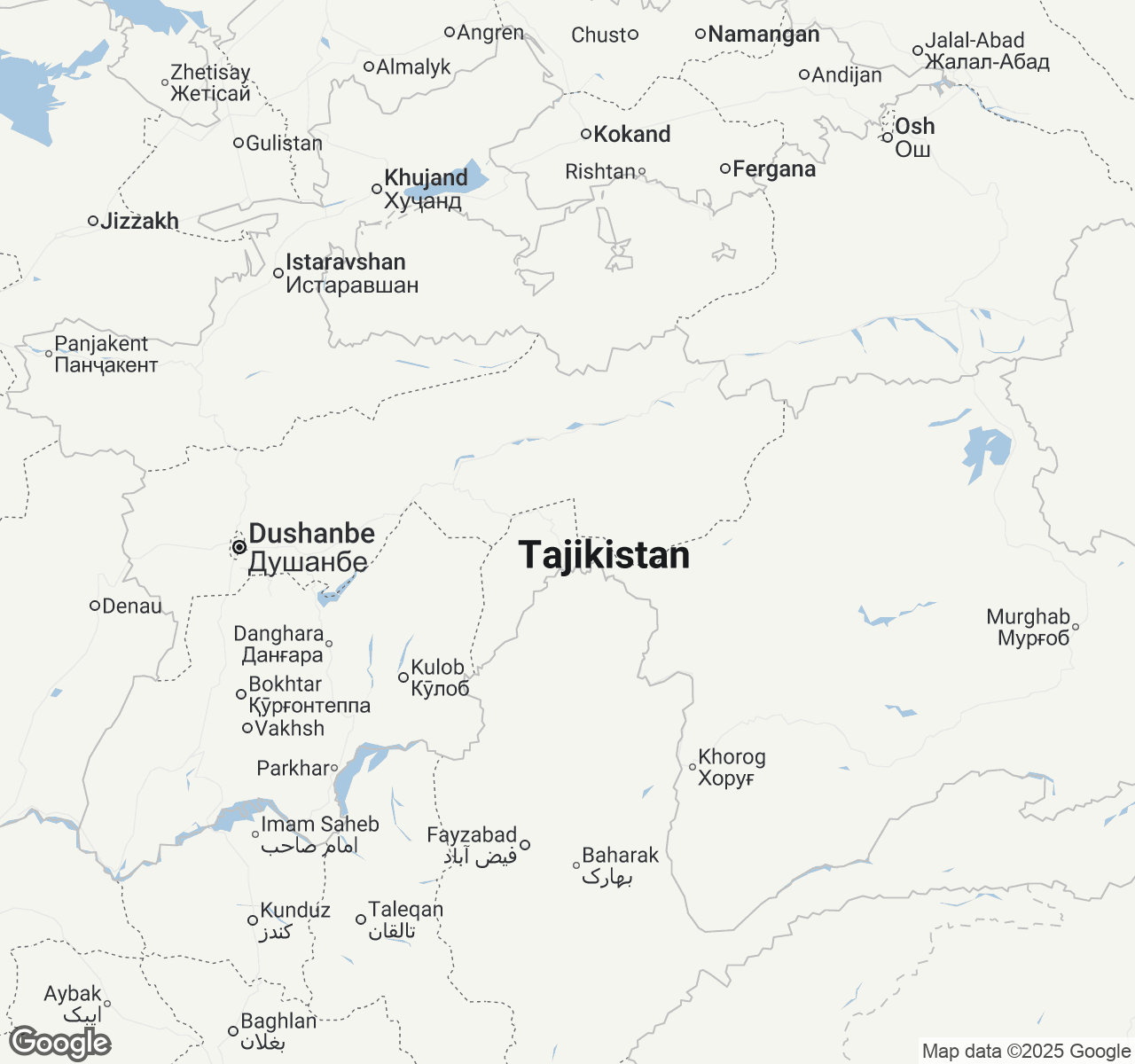 Map of Tajikistan